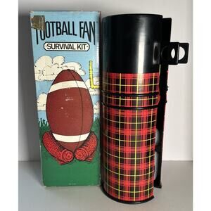 VTG 1987 NFL College Football Fan Survival Kit Super Bowl Picnic Thermos Flask